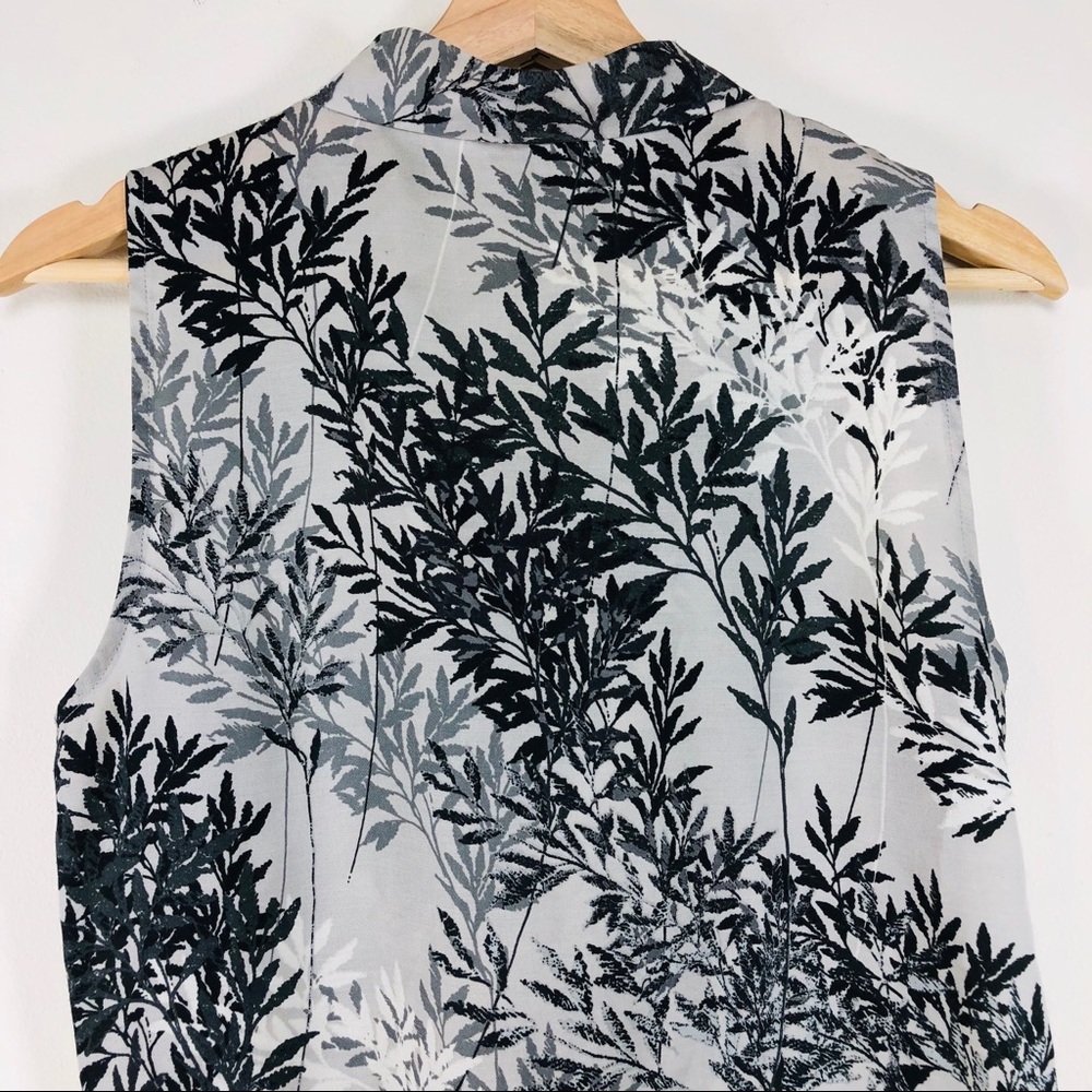 Bananas Republic Y2K Bamboo Leaf Printed Tank Top Sz S Cowl Neck Career Academia - Picture 6 of 7
